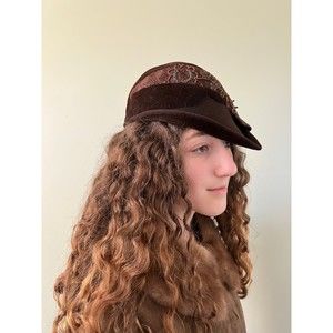 1950's Vintage Brown Lace Beaded Hat by John Eaton Couturier 1950